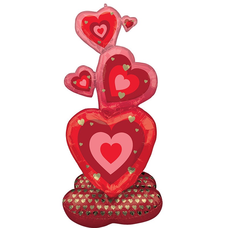 55" Airloonz Consumer Inflatable Stacking Hearts Foil Balloon