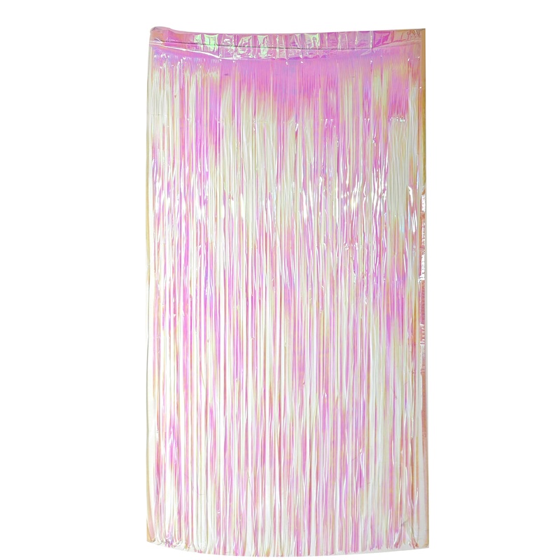 6.5 Feet x 3.25 Feet Foil Fringe Tinsel Curtain Backdrop MylarGram Irredescent White