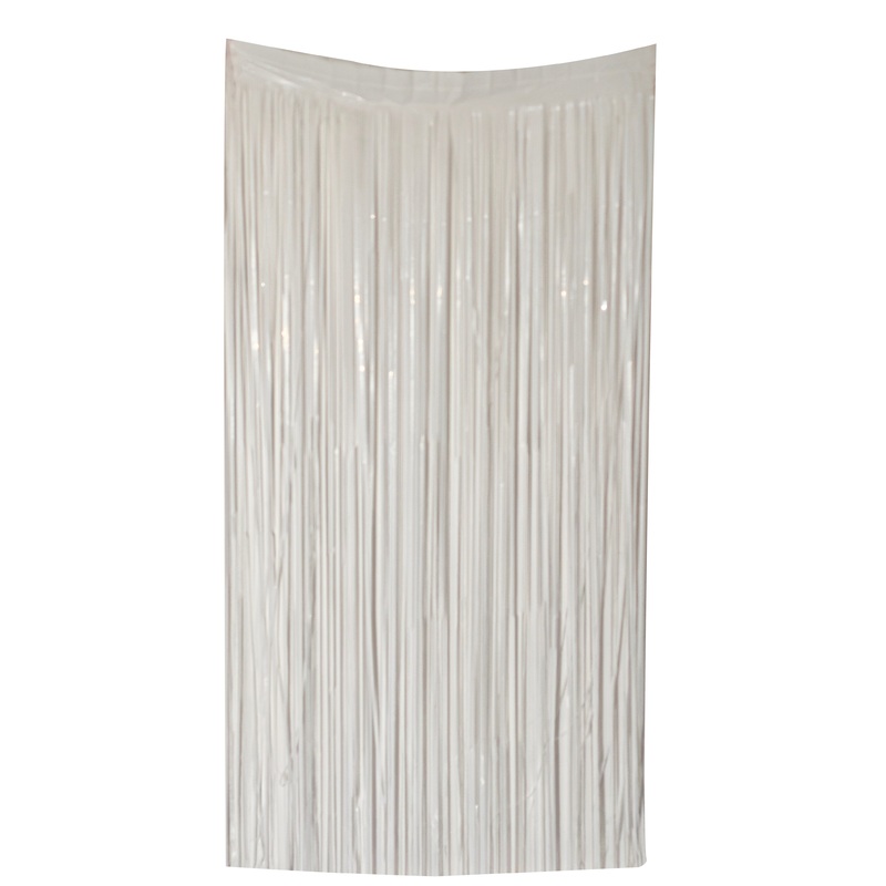6.5 Feet x 3.25 Feet Foil Fringe Tinsel Curtain Backdrop MylarGram White