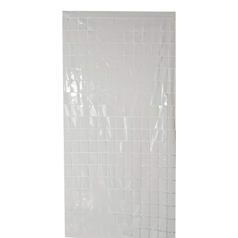 6.5 Feet x 3.25 Feet Foil Fringe Tinsel Rectangles Curtain Backdrop MylarGram White
