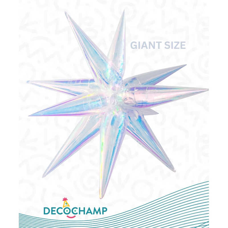 60" Giant Decochamp Brand Starburst Iridescent Foil Balloon