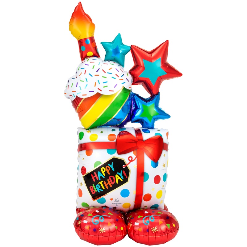 Airfill Only Airloonz Consumer Inflatable Stacked Birthday Icons Foil Balloon