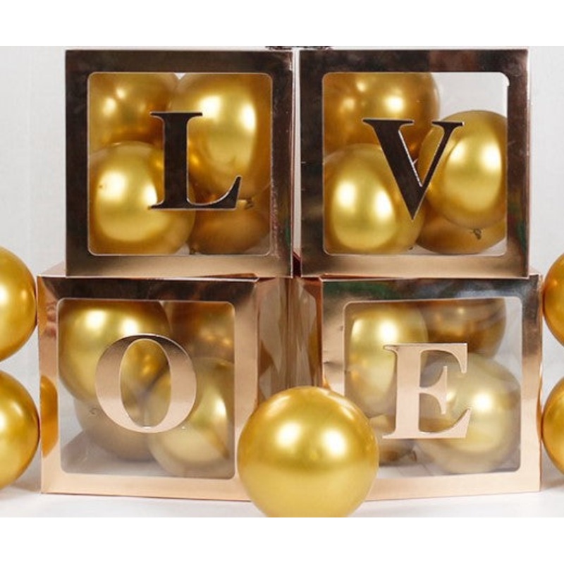 12" Rose Gold Balloon Stuffing Box (4 pcs) Use with/without sticker "Love"