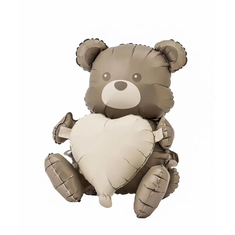 25" Airfill Only Matte Sitting Bear with Heart Foil Balloon