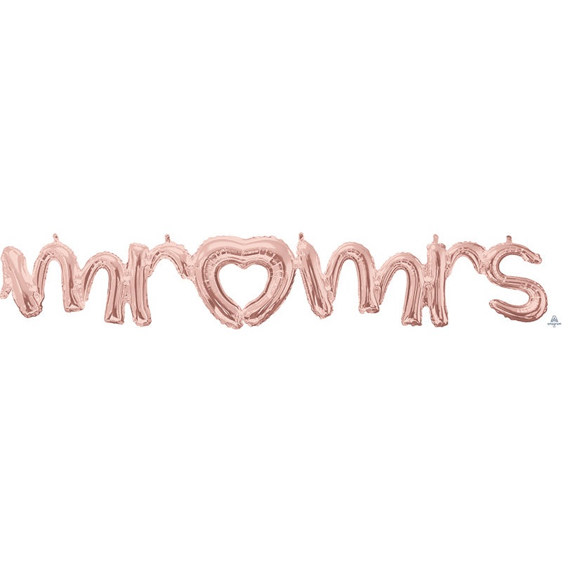 59" Airfill Only Script Mr & Mrs Rose Gold Balloon