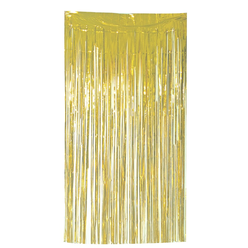 6.5 Feet x 3.25 Feet Foil Fringe Tinsel Curtain Backdrop MylarGram Champaign Gold