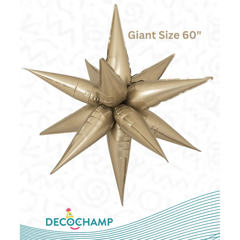 60" Giant Decochamp Brand Starburst Champagne Foil Balloon