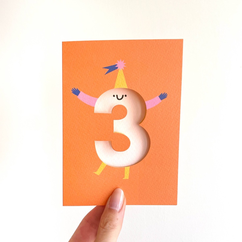 Age 3 Die Cut Birthday Card