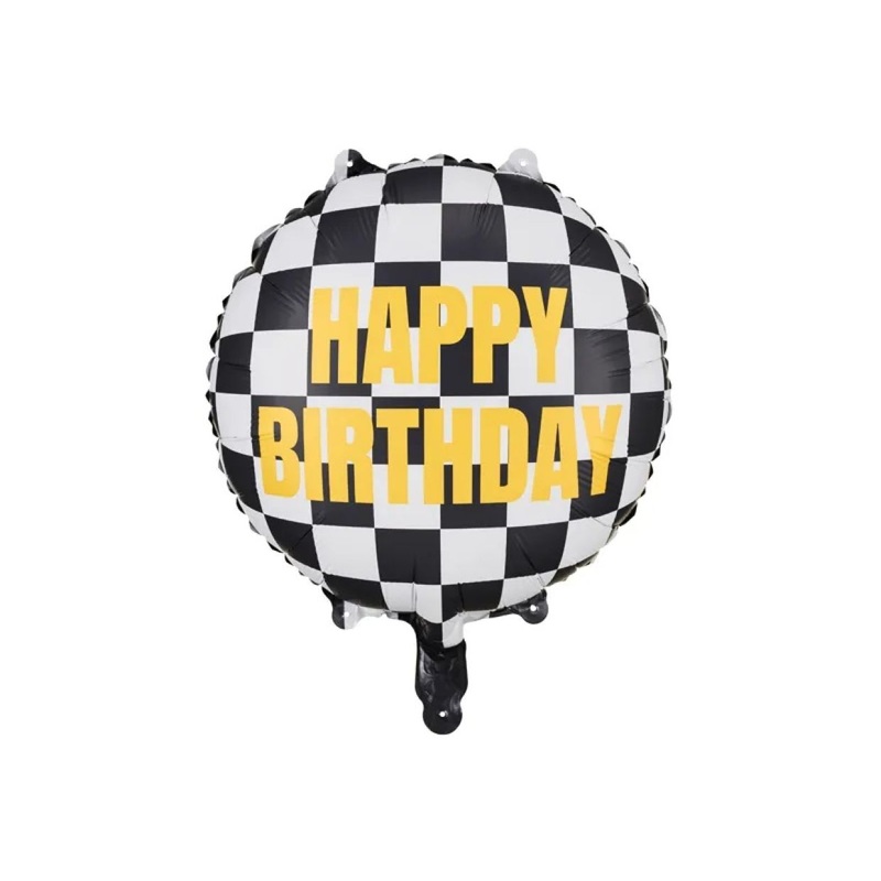Checkered Happy Birthday Foil Balloon
