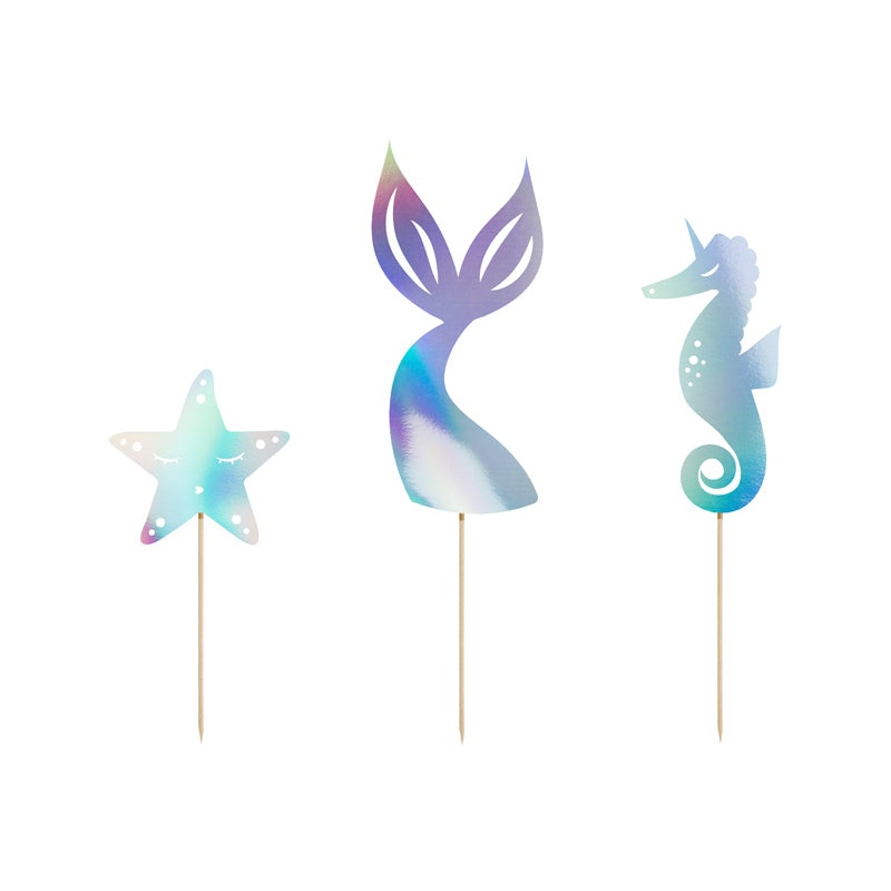 Iridescent Mermaid Cake Toppers