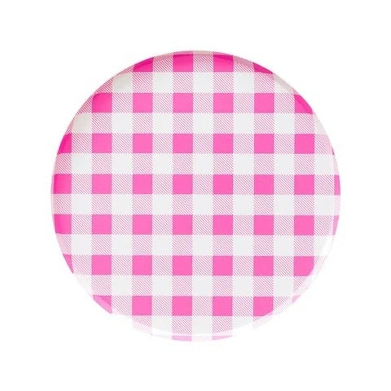 Oh Happy Day Neon Rose Gingham Large Plates