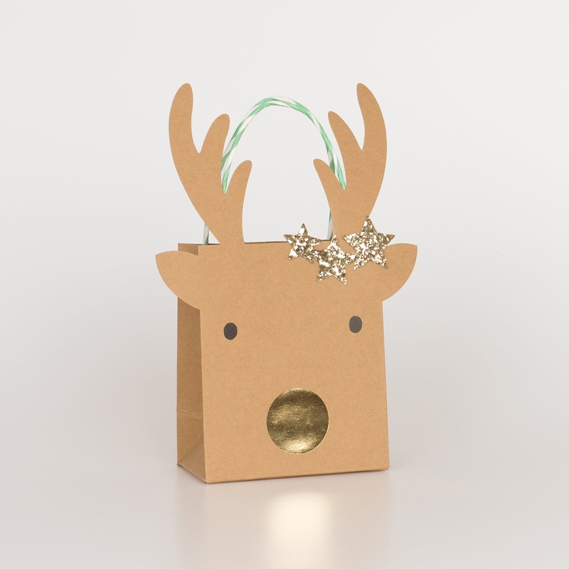 Small Reindeer With Stars Gift Bags