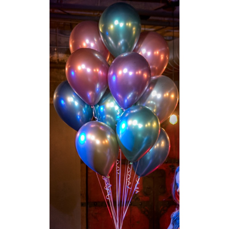 12Pcs Assorted Chrome Latex Balloon Bouquet - With Weight