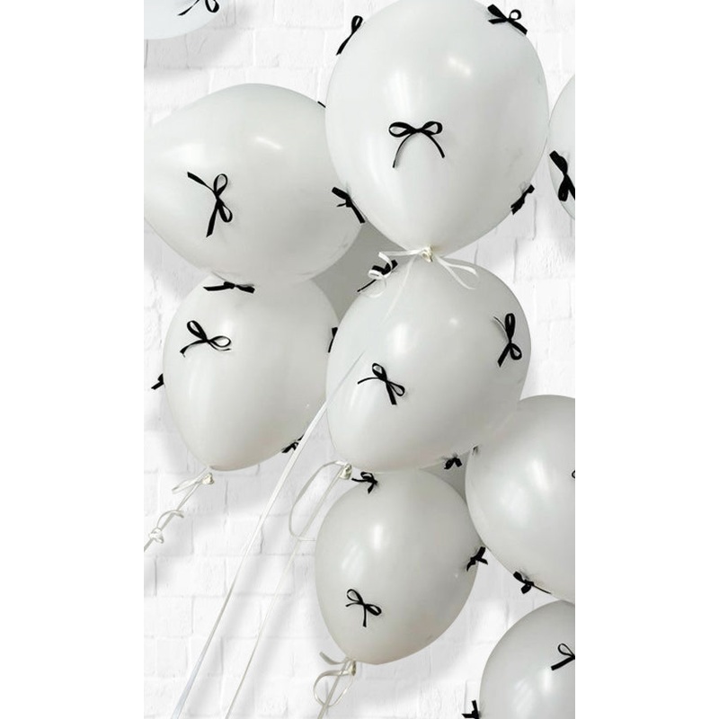 16inches  White Balloon with Satin Bow - Ceiling Balloons PRE-ORDER One day in Advance