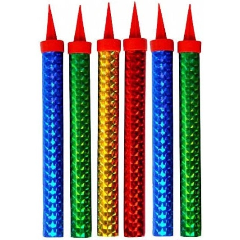 7inches Sparkling Candles 6inches MULTI COLOR - Pack of 6