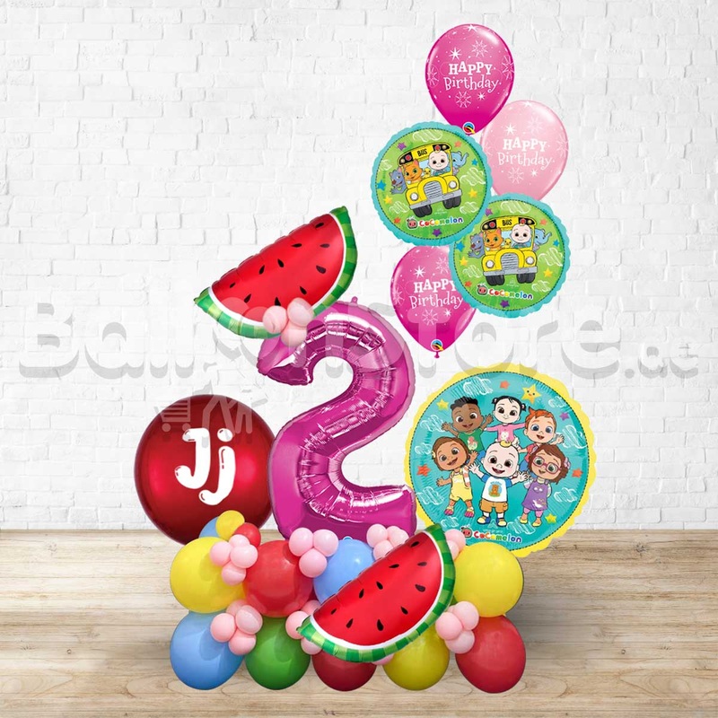 Any Number CocoMelon Birthday Balloon Arrangement with Custom Text PRE-ORDER 1DAY In Advance