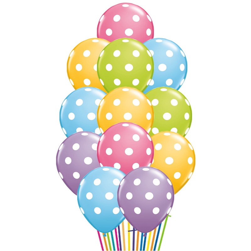 Assorted Big Polka Dot Balloon Bouquet- 15 pcs.