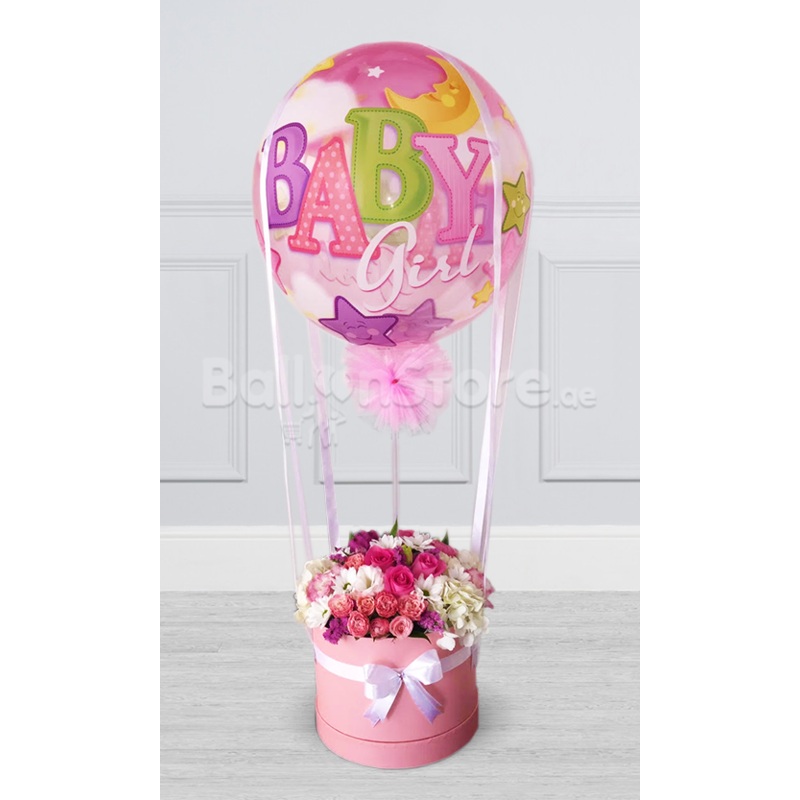 Baby Girl  Pink Hot Air Inspire Fresh Flowers Arrangement