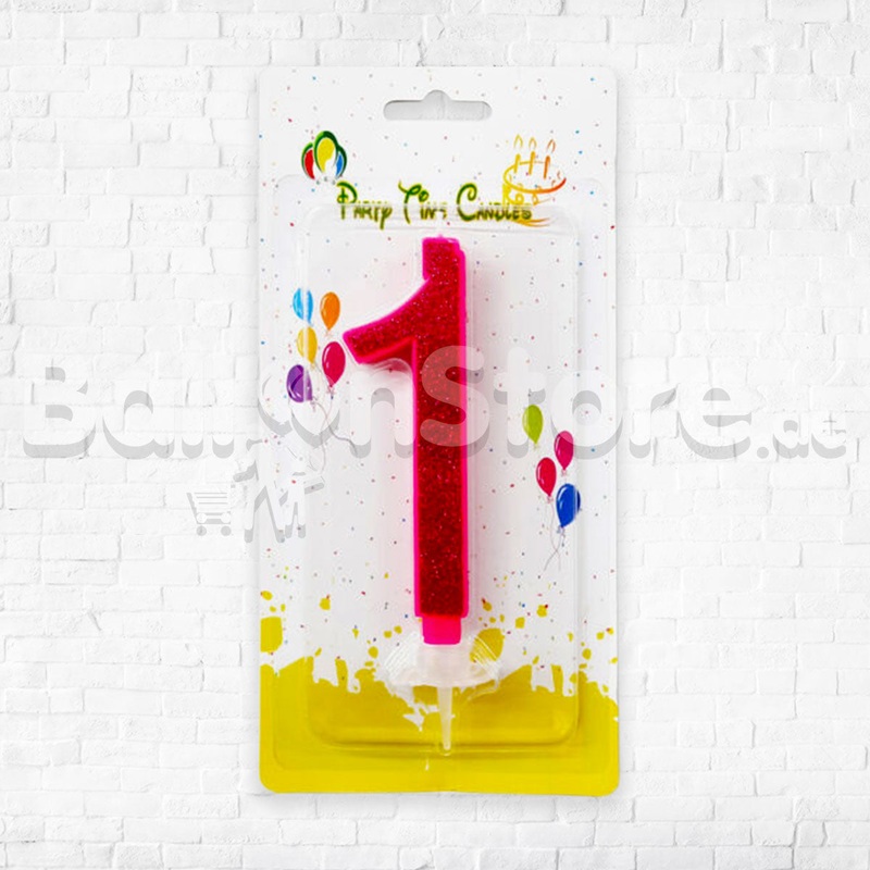 BIG Glittery Pink/Magenta Number 1 Party Candles