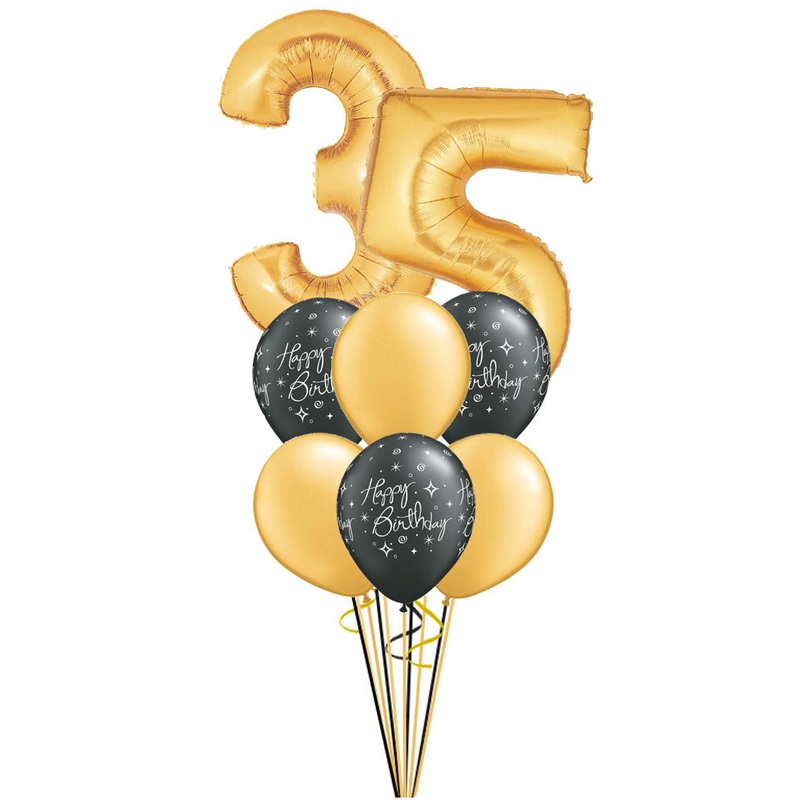 Black Bday Sparkles, Gold any Number Balloons With Weight
