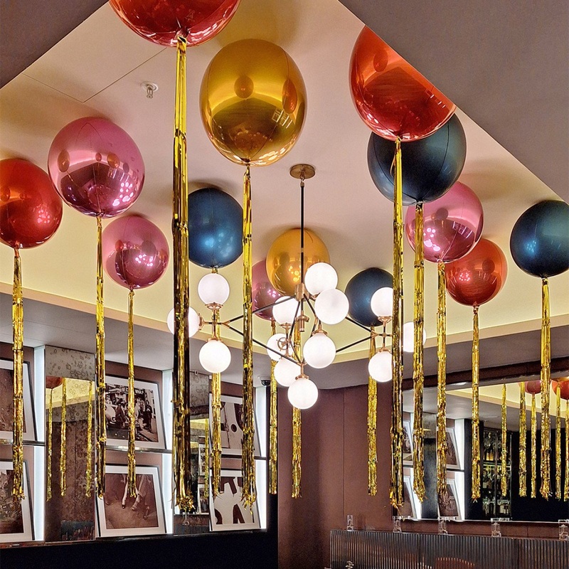 Colorful Orbz Foil Helium Balloons - Mylar Balloons with Curtain Fringe as tail - 15count