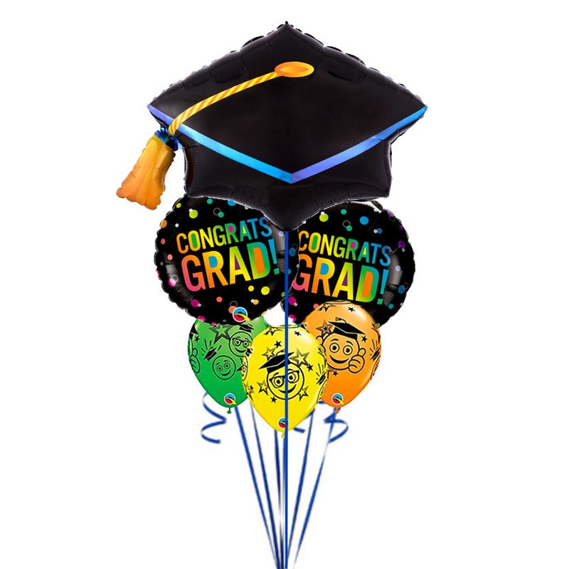 Congratulations Grad Star and Ombre Dots Balloon Bouquet