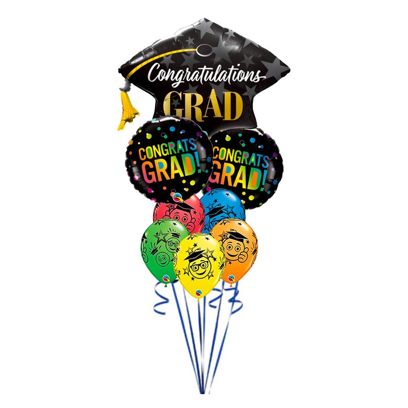 Congratulations Grad Star and Ombre Dots Big Balloon Bouquet