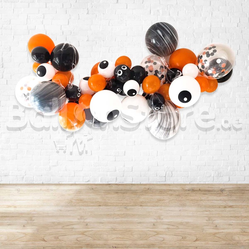 Creepy Eyes Orange Black  Balloon Organic Cloud