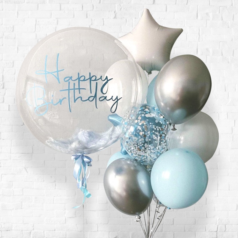 Custom Text Bubble with Featheri Balloons Bouquet PRE-ORDER 1DAY In Advance