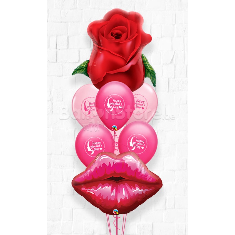 Happy International Roses & Lippies Balloon Bouquet