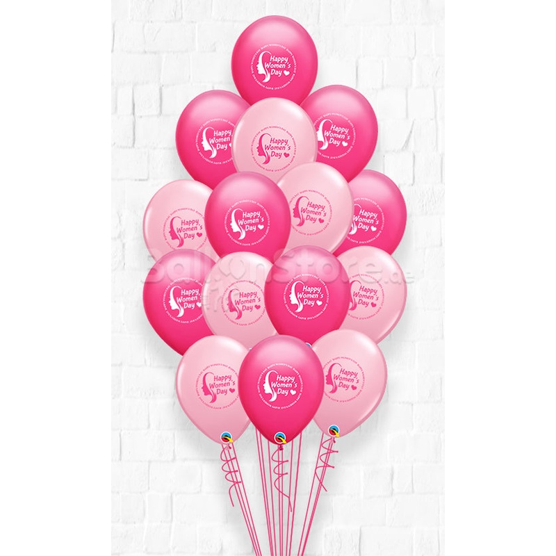 International Women's Day Pink and Wild berry  Latex Balloon Bouquet - 15count