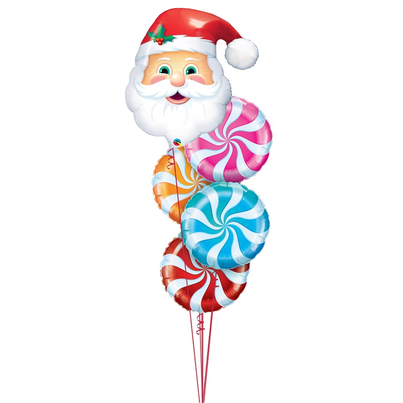 Jolly Saint Nick Candy Swirl Balloon Bouquet