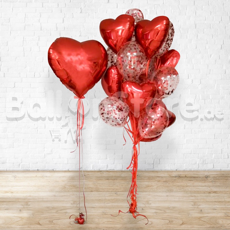 Love Red Confetti Classic Confetti Balloon Bouquet Set - bouquet for valentines