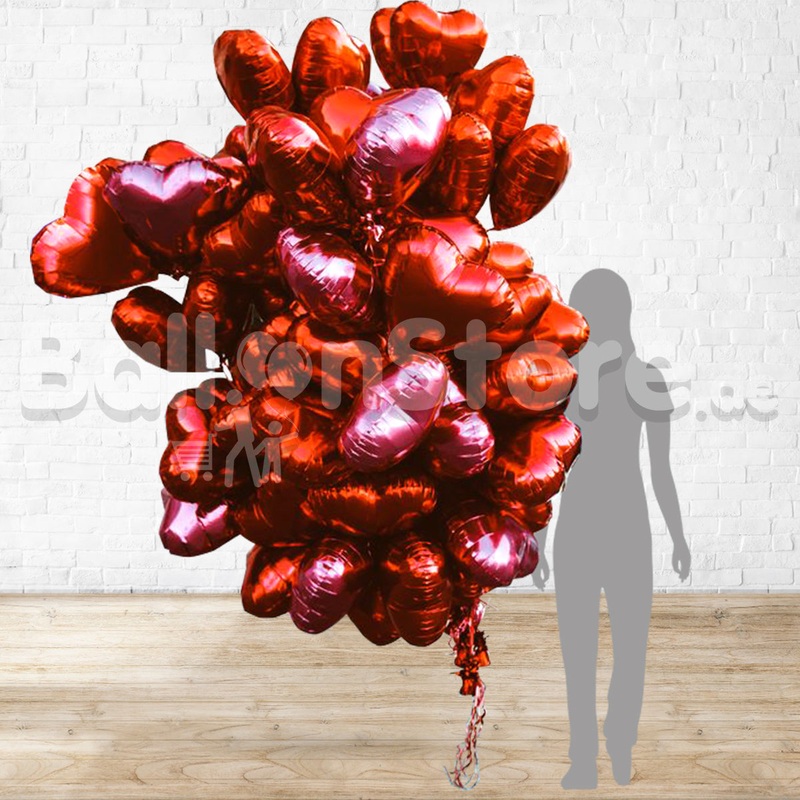 Love & Romance Heart Foil  Helium Balloons - 50count - Valentines Day Balloons delivery