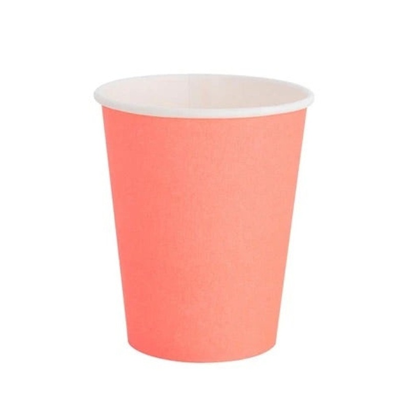 Oh Happy Day Neon Coral Cups
