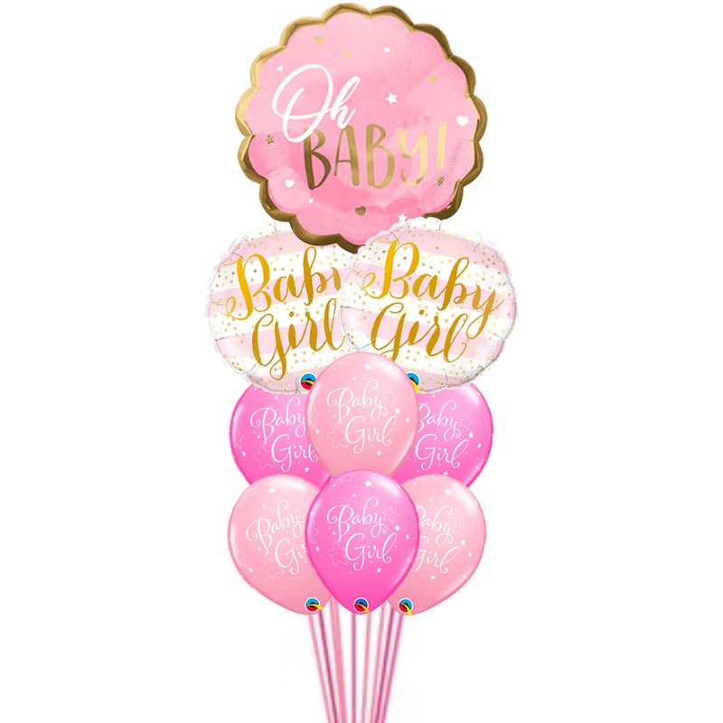 Pink Baby Girl Stripe Simply Girl Balloon Bouquet