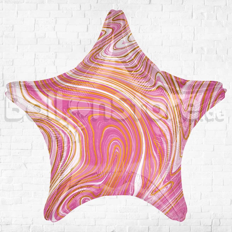 Pink Marblez Stars  Foil Balloons