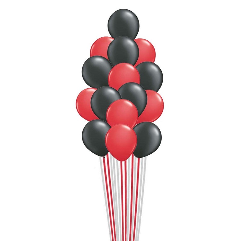 Red & Black Balloon Bouquet - 15 pcs. with weight