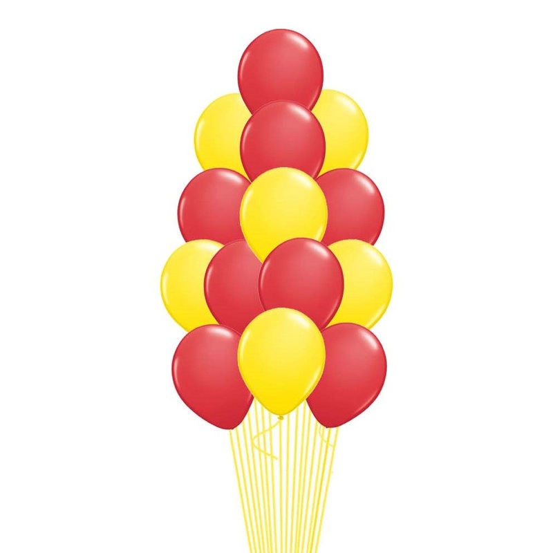 Red & Yellow Balloon Bouquet-15 pcs. with weight