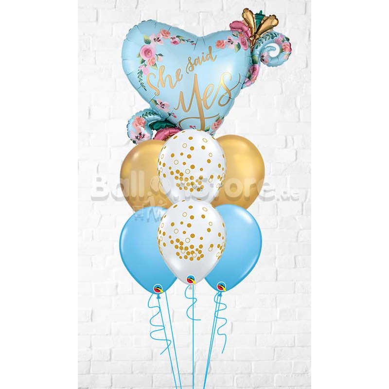 She Said Yes From Miss to Mrs Chrome Polka Balloons Bouquet