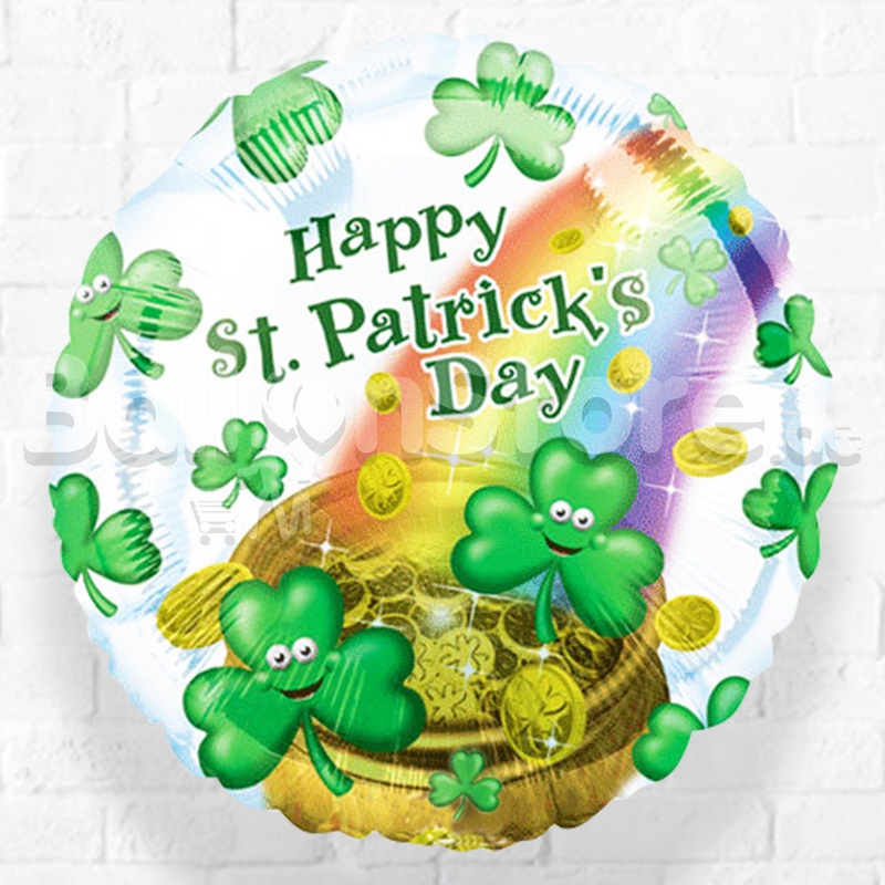 Smiley Shamrocks Foil Balloon - St. Patricks Day 18inches