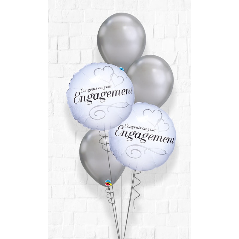 Two Heart Engagement Chrome Balloon Bouquet