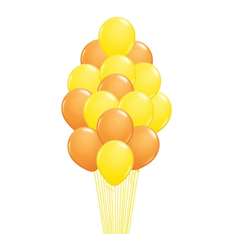 Yellow & Orange Balloon Bouquet- 15 pcs. with weight