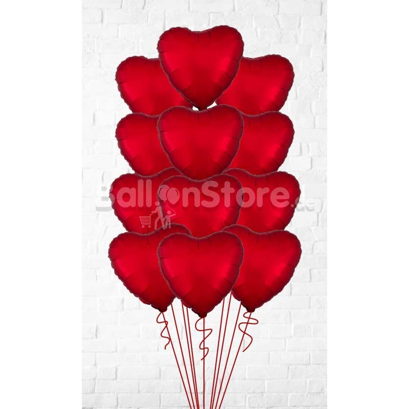 12 Satin Luxe Matte Red Balloon Bouquet