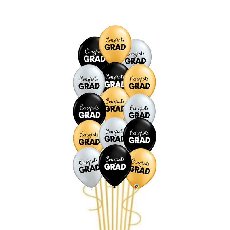 15 Assorted Simply Congrats Grad Balloon Bouquet with weight