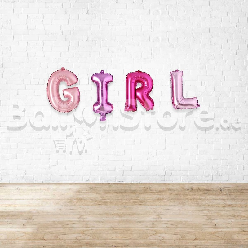 8" G-I-R-L  Alphabet Foil Balloons Banner NO HELIUM / NON-FLYING