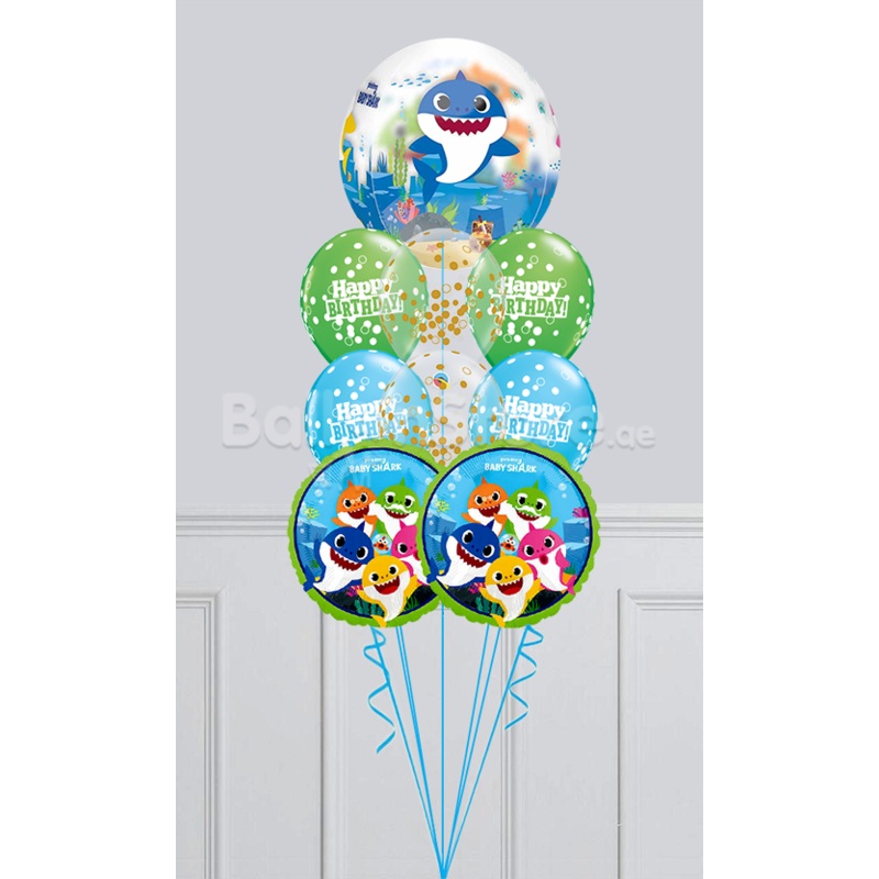 Baby Shark Orbz Bubbles Birthday Confetti Dots Balloon Bouquet