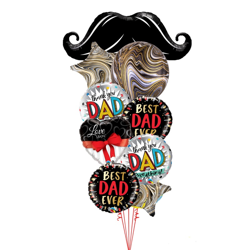 Best DAD Love You Marble Mustache Big Balloon Bouquet