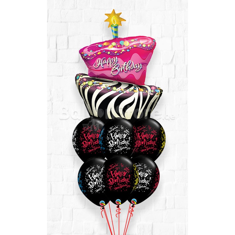 Birthday Funky Zebra Stripe Cake Bouquet