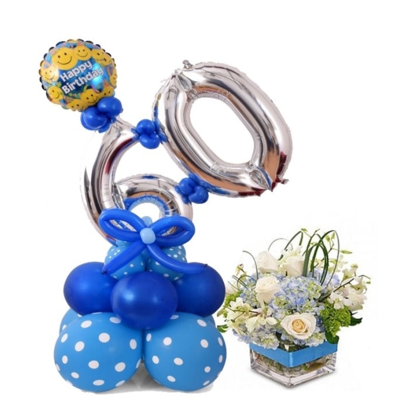 Birthday Milestone Balloon with Flower Combo